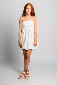 Strapless babydoll dress white - Trendy dress - Fashion Dresses at Lush Fashion Lounge Boutique in Oklahoma City