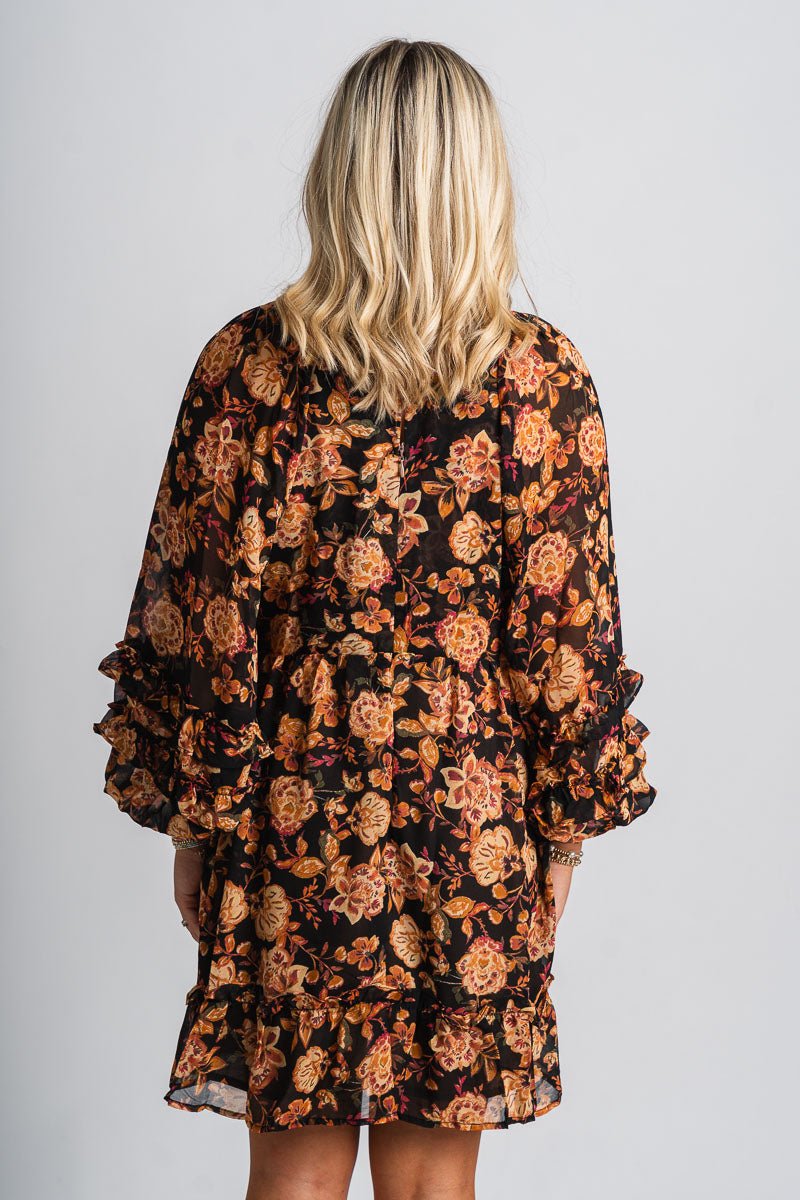 Floral babydoll dress sunset bloom Stylish dress - Womens Fashion Dresses at Lush Fashion Lounge Boutique in Oklahoma City