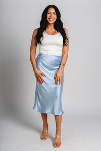 Satin midi skirt ice blue - Stylish midi skirt - Cute Easter Clothing Line at Lush Fashion Lounge Boutique in Oklahoma