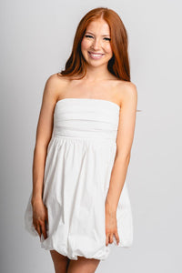 Strapless babydoll dress white - Cute dress - Trendy Dresses at Lush Fashion Lounge Boutique in Oklahoma City
