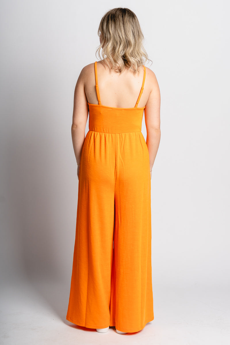 Ribbed knit jumpsuit orange - Trendy Oklahoma City Basketball T-Shirts Lush Fashion Lounge Boutique in Oklahoma City