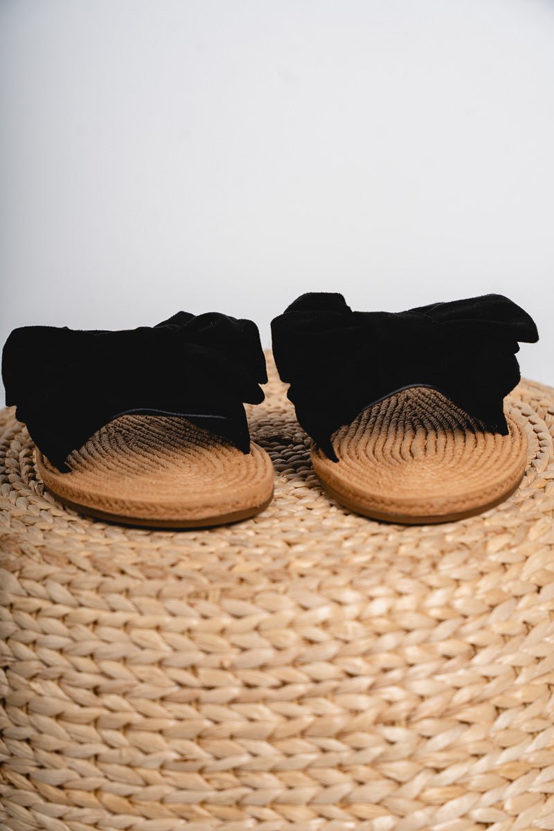 Athena bow sandal black - Stylish Shoes - Trendy Staycation Outfits at Lush Fashion Lounge Boutique in Oklahoma City