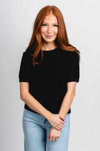 Short sleeve sweater black – Boutique Sweaters | Fashionable Sweaters at Lush Fashion Lounge Boutique in Oklahoma City