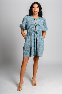 Denim bow front dress denim blue - Trendy dress - Fashion Dresses at Lush Fashion Lounge Boutique in Oklahoma City