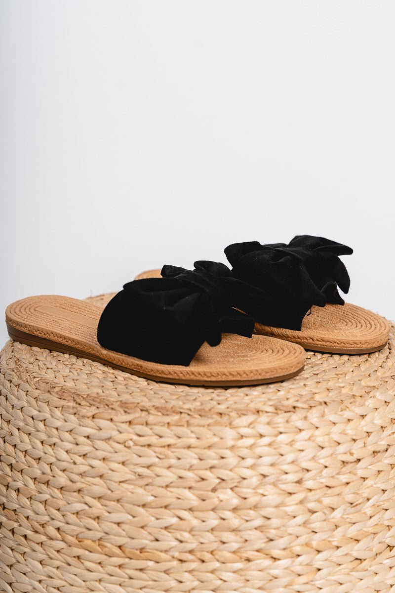 Athena bow sandal black - Trendy Shoes - Cute Vacation Collection at Lush Fashion Lounge Boutique in Oklahoma City