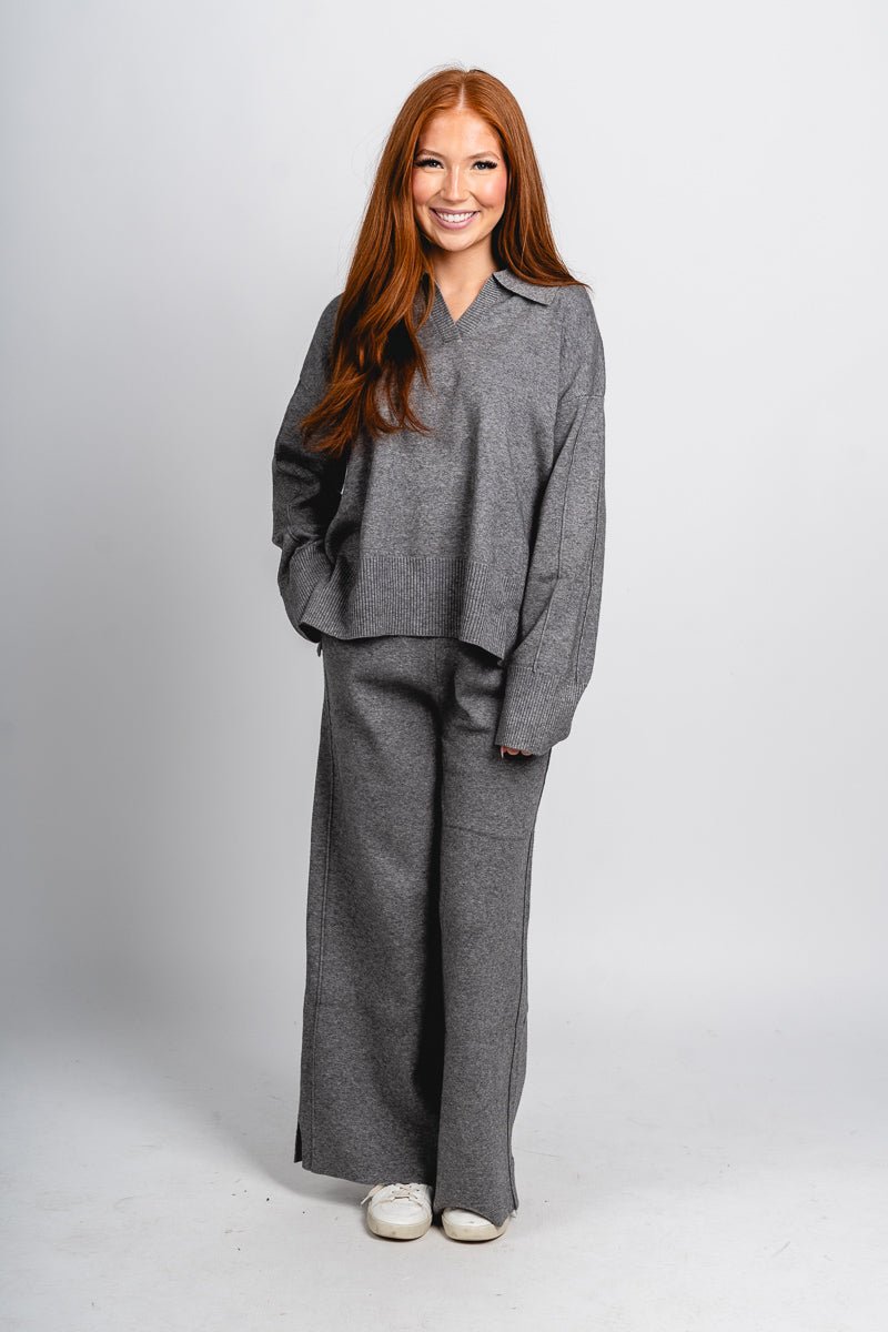 Delilah collared sweater heather grey
