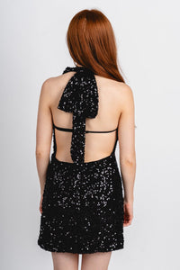 Sequin scarf mini dress black - Trendy Scarves at Lush Fashion Lounge Boutique in Oklahoma City