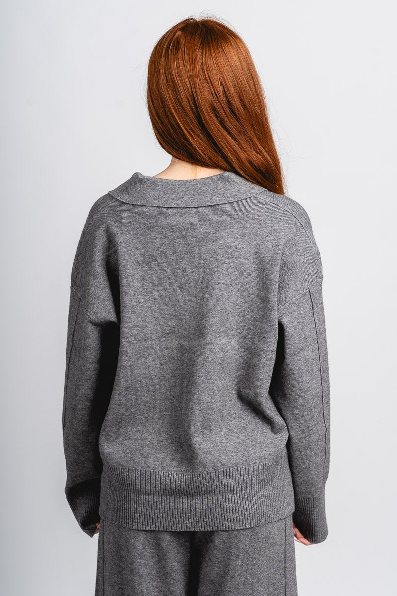 Delilah collared sweater heather grey
