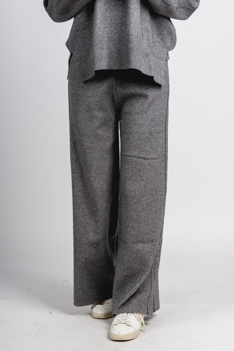 Delilah wide leg pants heather grey | Lush Fashion Lounge: women's boutique pants, boutique women's pants, affordable boutique pants, women's fashion pants