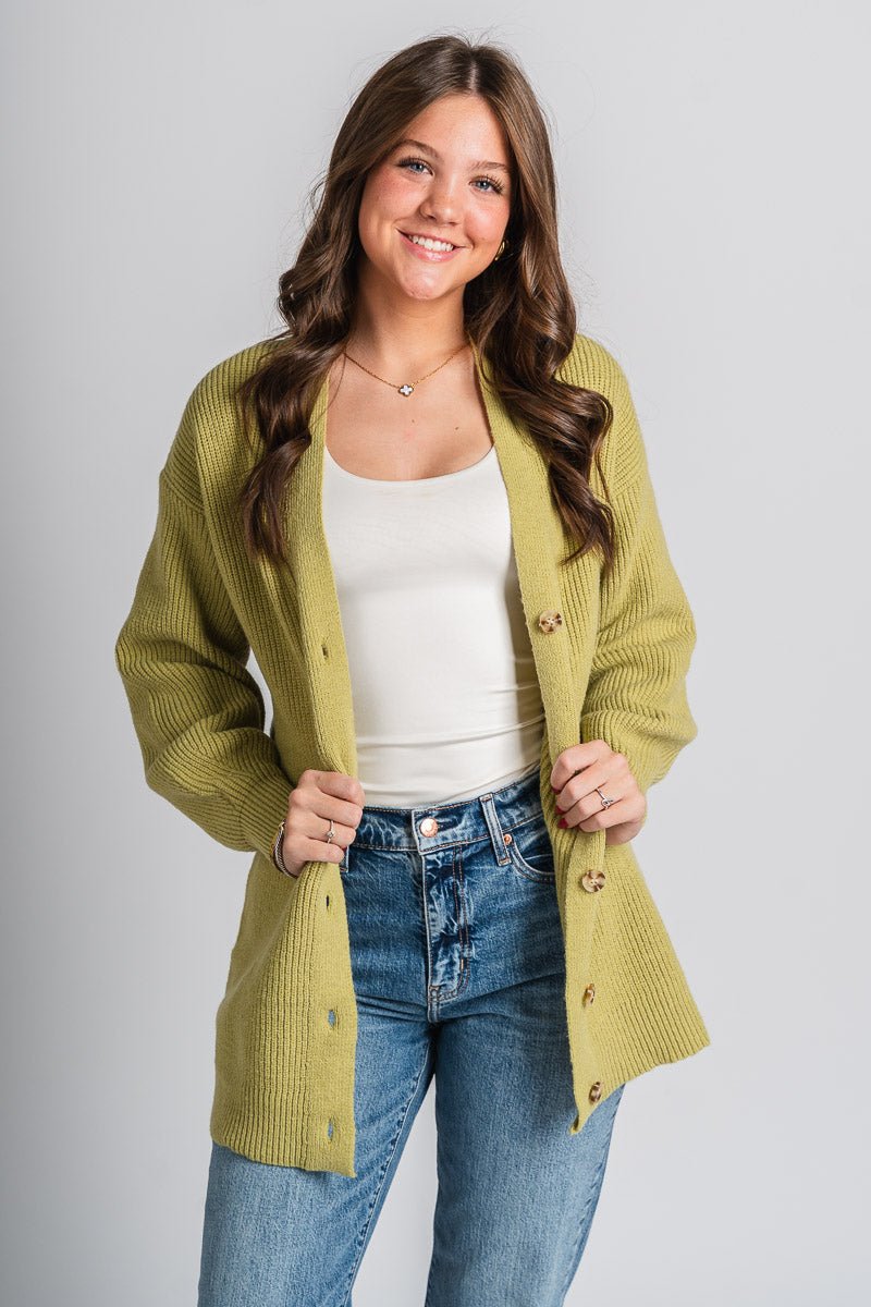 Oversized cardigan sage - Affordable Cardigan - Boutique Cardigans & Trendy Kimonos at Lush Fashion Lounge Boutique in Oklahoma City