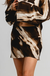 Watercolor mini skirt cream/brown | Lush Fashion Lounge: boutique fashion skirts, affordable boutique skirts, cute affordable skirts