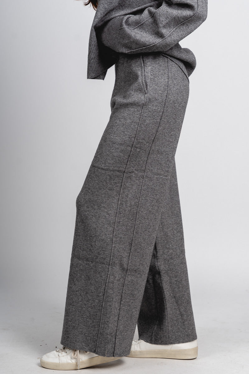 Delilah wide leg pants heather grey | Lush Fashion Lounge: women's boutique pants, boutique women's pants, affordable boutique pants, women's fashion pants