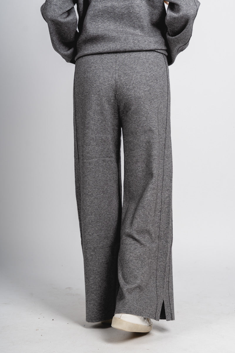 Delilah wide leg pants heather grey | Lush Fashion Lounge: women's boutique pants, boutique women's pants, affordable boutique pants, women's fashion pants