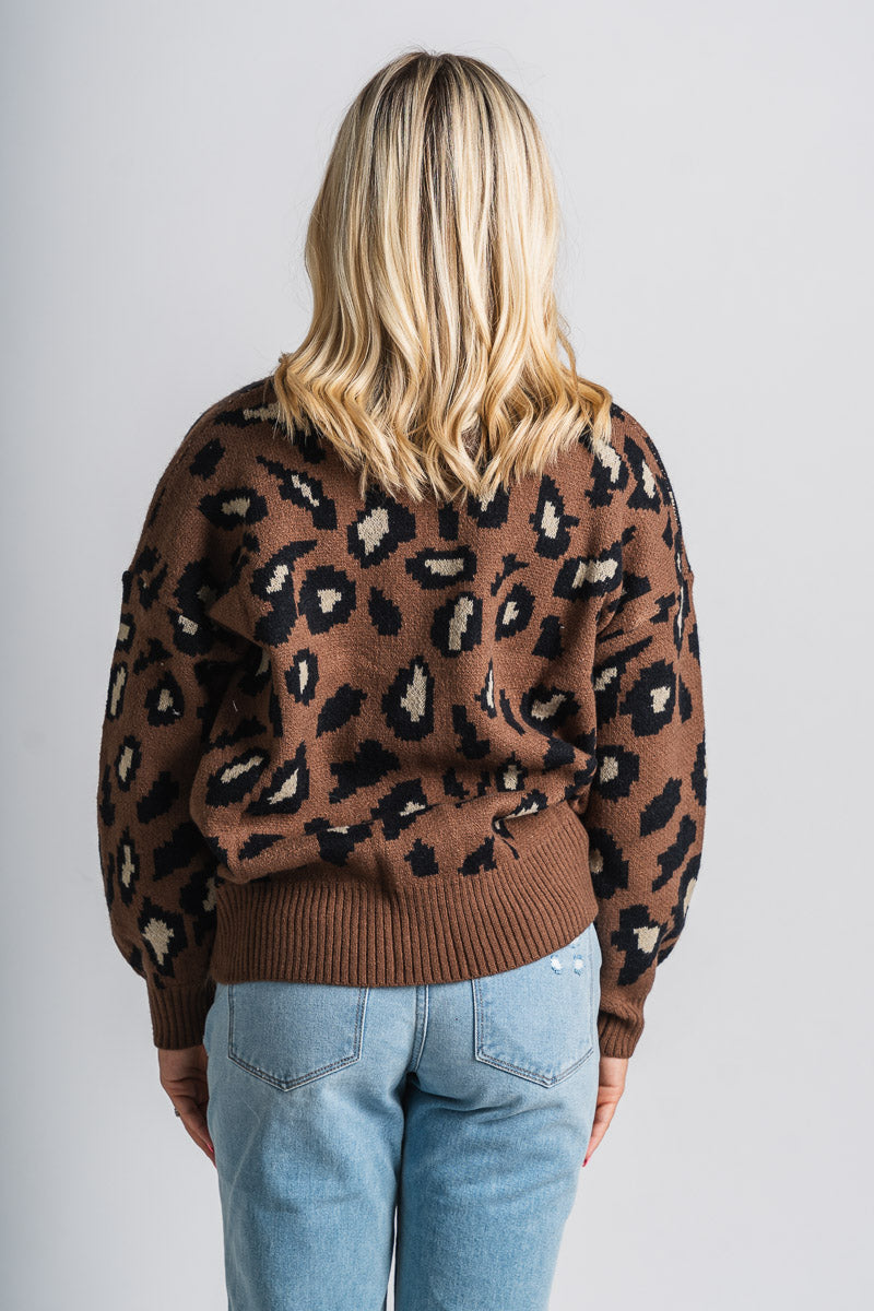 Chunky leopard sweater brown/black