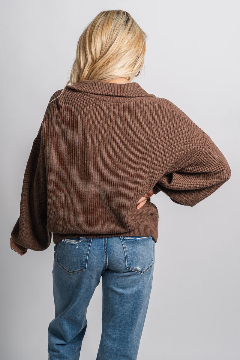 Zip oversized cardigan mocha