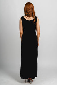 Ruched cut out maxi dress black - Affordable dress - Boutique Dresses at Lush Fashion Lounge Boutique in Oklahoma City