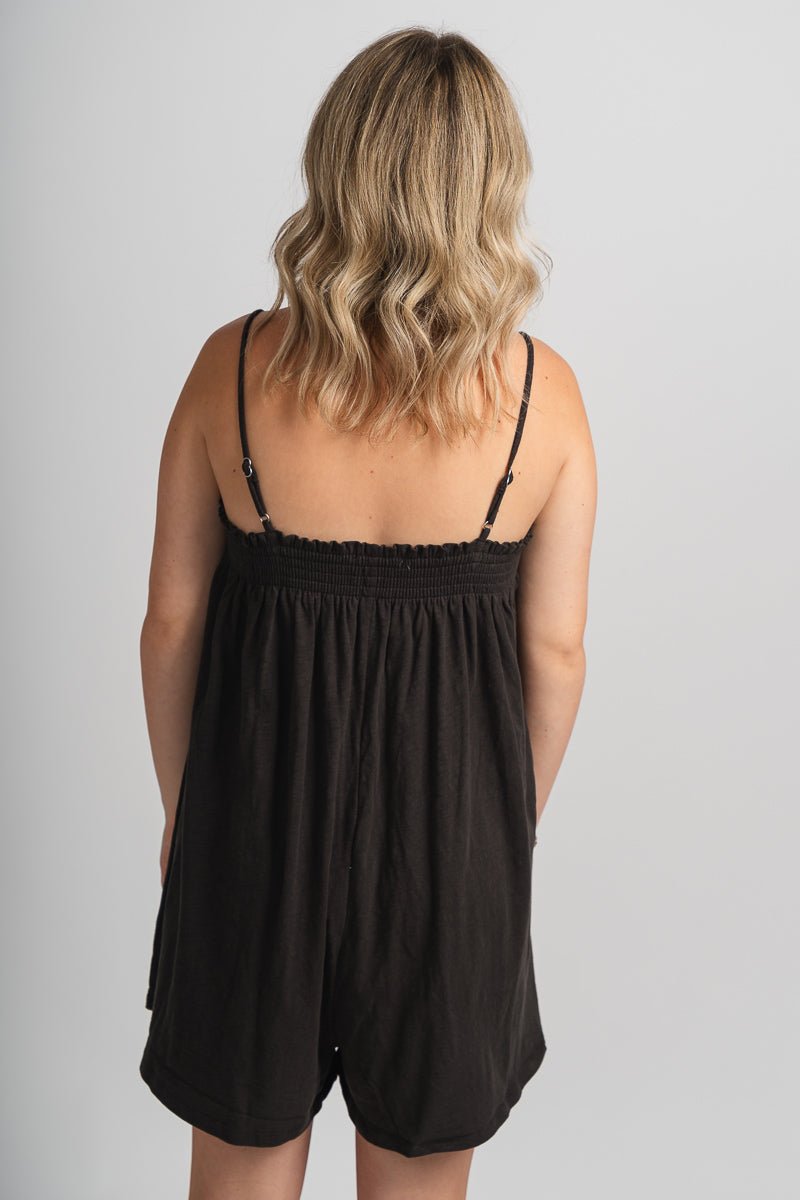 Z Supply Baines romper vintage black - Z Supply Romper - Z Supply Fashion at Lush Fashion Lounge Trendy Boutique Oklahoma City