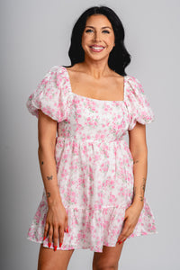 Floral mini dress pink - Affordable dress - Boutique Dresses at Lush Fashion Lounge Boutique in Oklahoma City