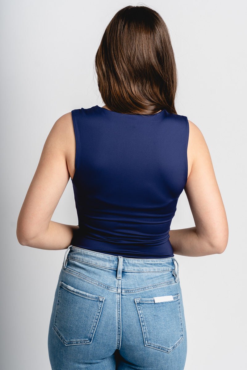 Square neck bodysuit navy