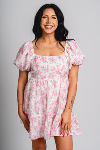 Floral mini dress pink - Stylish dress - Cute Easter Outfits at Lush Fashion Lounge Boutique in Oklahoma