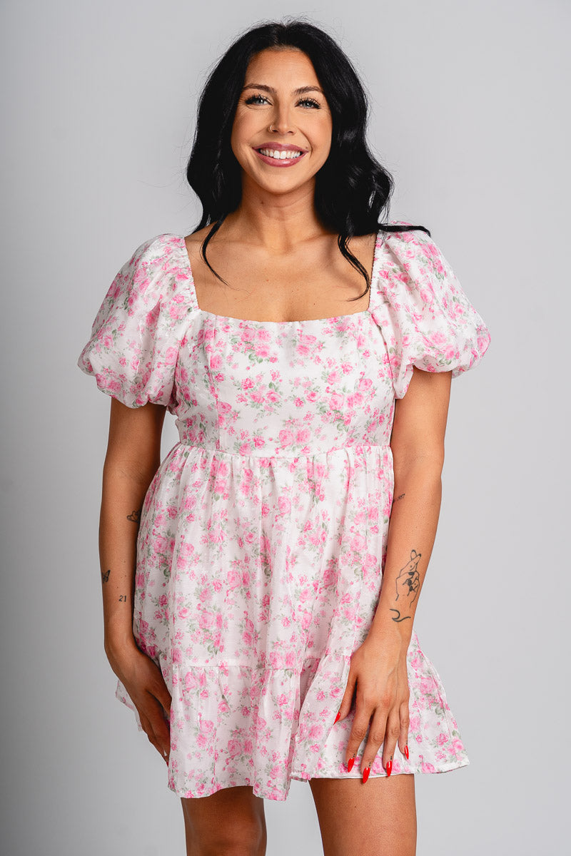 Floral mini dress pink - Stylish dress - Cute Easter Outfits at Lush Fashion Lounge Boutique in Oklahoma