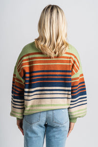 Multi stripe sweater green multi – Unique Sweaters | Lounging Sweaters and Womens Fashion Sweaters at Lush Fashion Lounge Boutique in Oklahoma City