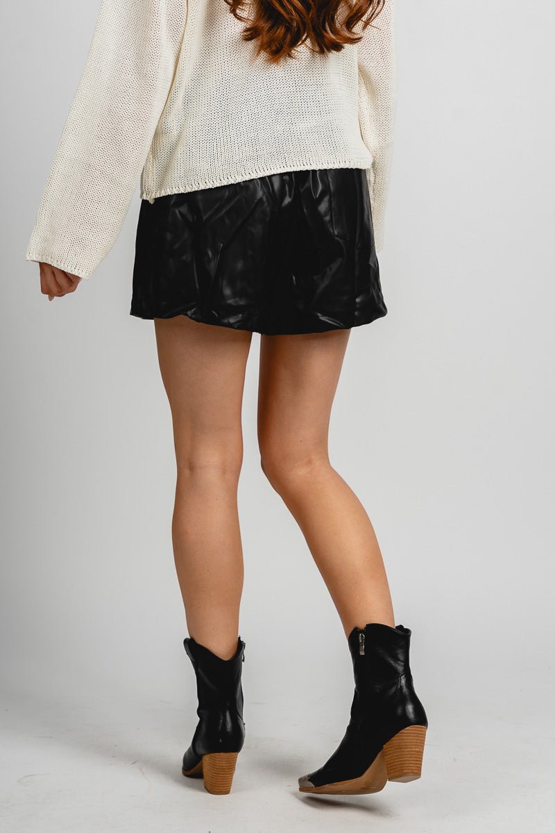 Faux leather shorts black
