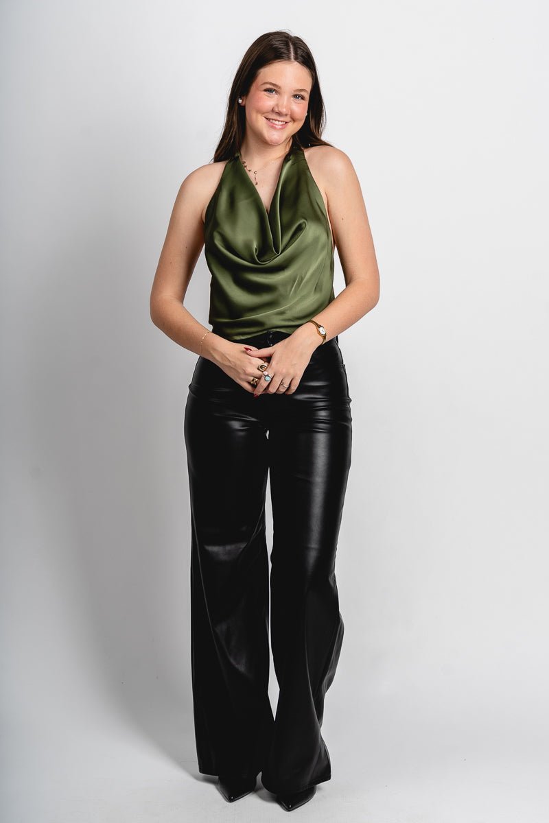 Faux leather wide leg pants black | Lush Fashion Lounge: women's boutique pants, boutique women's pants, affordable boutique pants, women's fashion pants