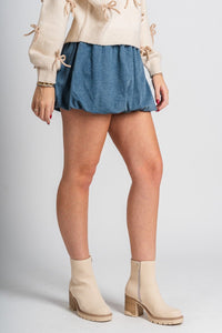 Denim balloon skirt light denim | Lush Fashion Lounge: boutique fashion skirts, affordable boutique skirts, cute affordable skirts