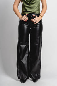 Faux leather wide leg pants black | Lush Fashion Lounge: women's boutique pants, boutique women's pants, affordable boutique pants, women's fashion pants