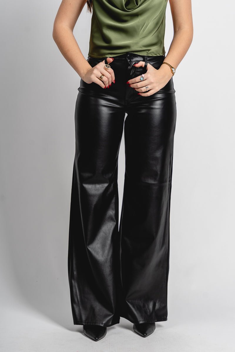 Faux leather wide leg pants black | Lush Fashion Lounge: women's boutique pants, boutique women's pants, affordable boutique pants, women's fashion pants