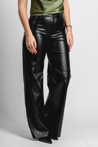 Faux leather wide leg pants black | Lush Fashion Lounge: women's boutique pants, boutique women's pants, affordable boutique pants, women's fashion pants