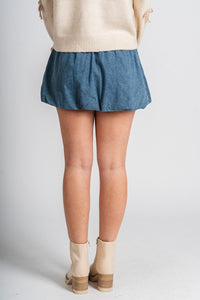 Denim balloon skirt light denim | Lush Fashion Lounge: boutique fashion skirts, affordable boutique skirts, cute affordable skirts