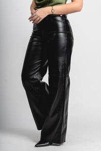 Faux leather wide leg pants black | Lush Fashion Lounge: women's boutique pants, boutique women's pants, affordable boutique pants, women's fashion pants