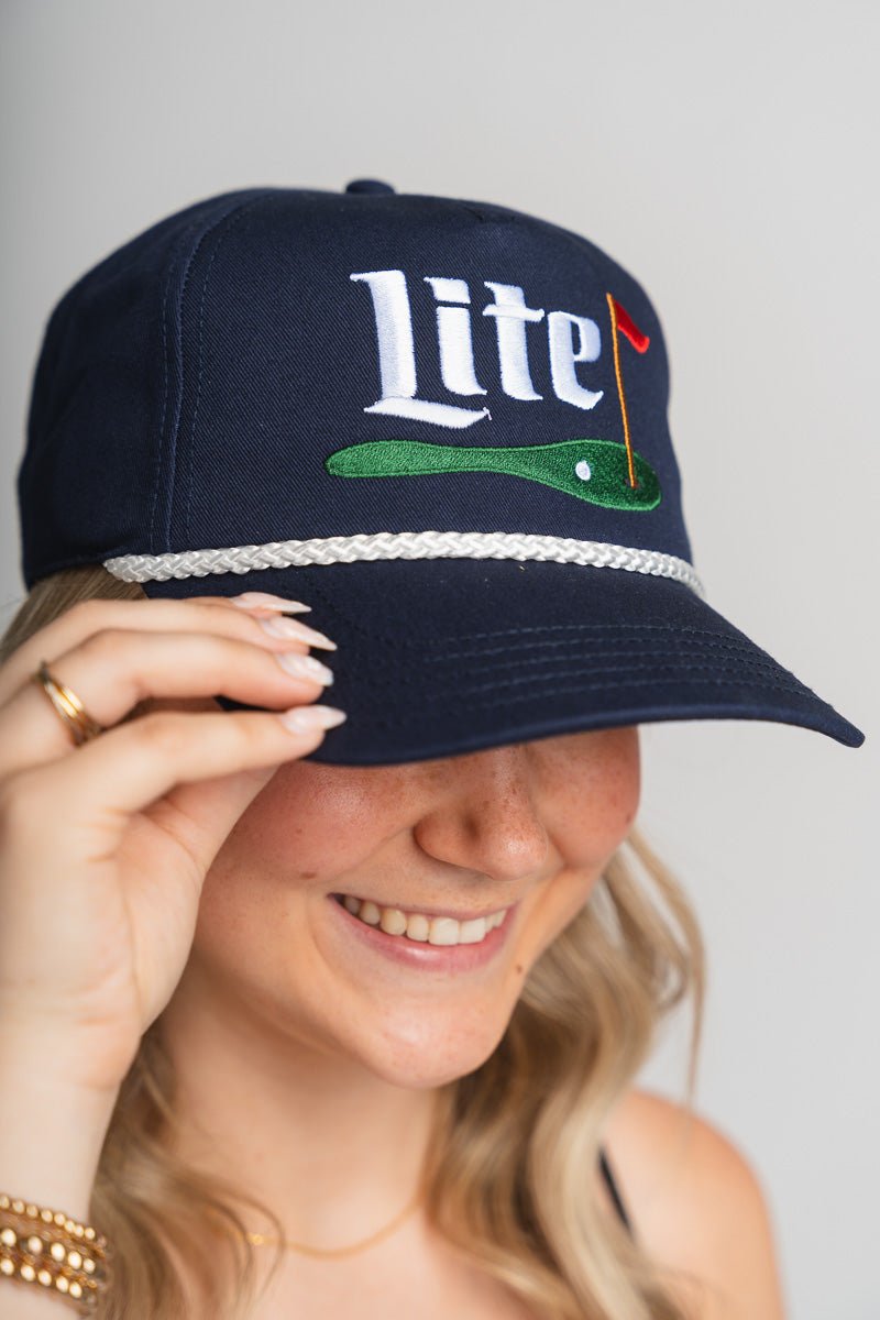 Miller light golf roscoe hat navy - Trendy Gifts at Lush Fashion Lounge Boutique in Oklahoma City