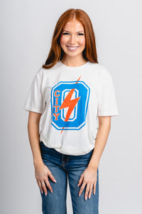 OKC O City bolt unisex t-shirt natural - Stylish T-shirt - Cute Mommy and Me Apparel at Lush Fashion Lounge Boutique in Oklahoma