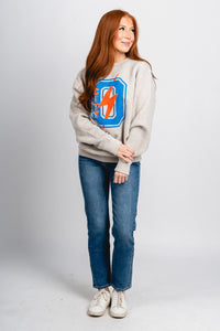 OKC O City bolt nantucket sweatshirt natural - Oklahoma City inspired graphic t-shirts at Lush Fashion Lounge Boutique in Oklahoma City