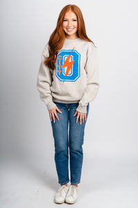 OKC O City bolt nantucket sweatshirt natural - Trendy OKC Thunder T-Shirts at Lush Fashion Lounge Boutique in Oklahoma City