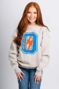 OKC O City bolt nantucket sweatshirt natural - Stylish Sweatshirt - Cute Mommy and Me Apparel at Lush Fashion Lounge Boutique in Oklahoma