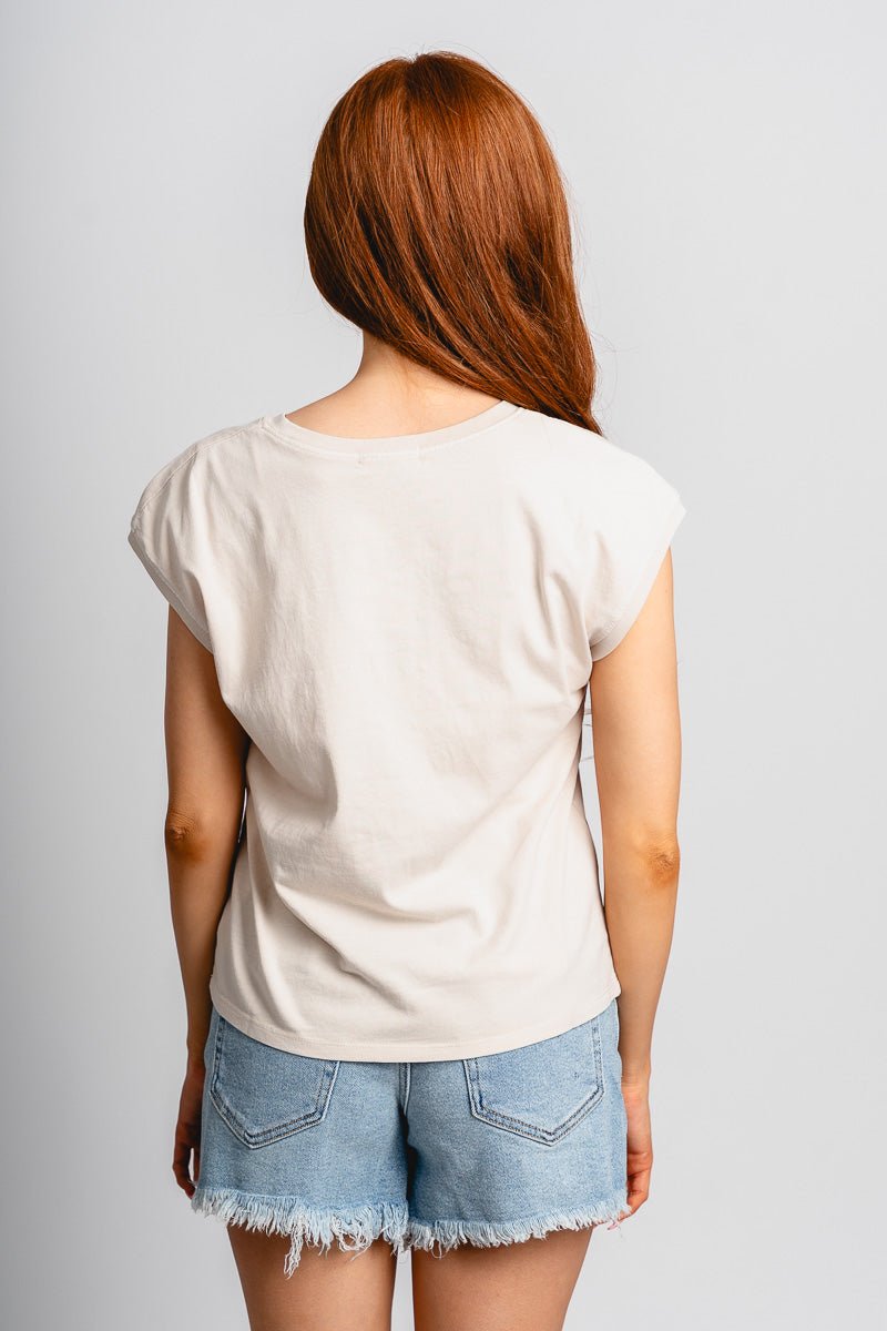 Cropped acid wash tee stone