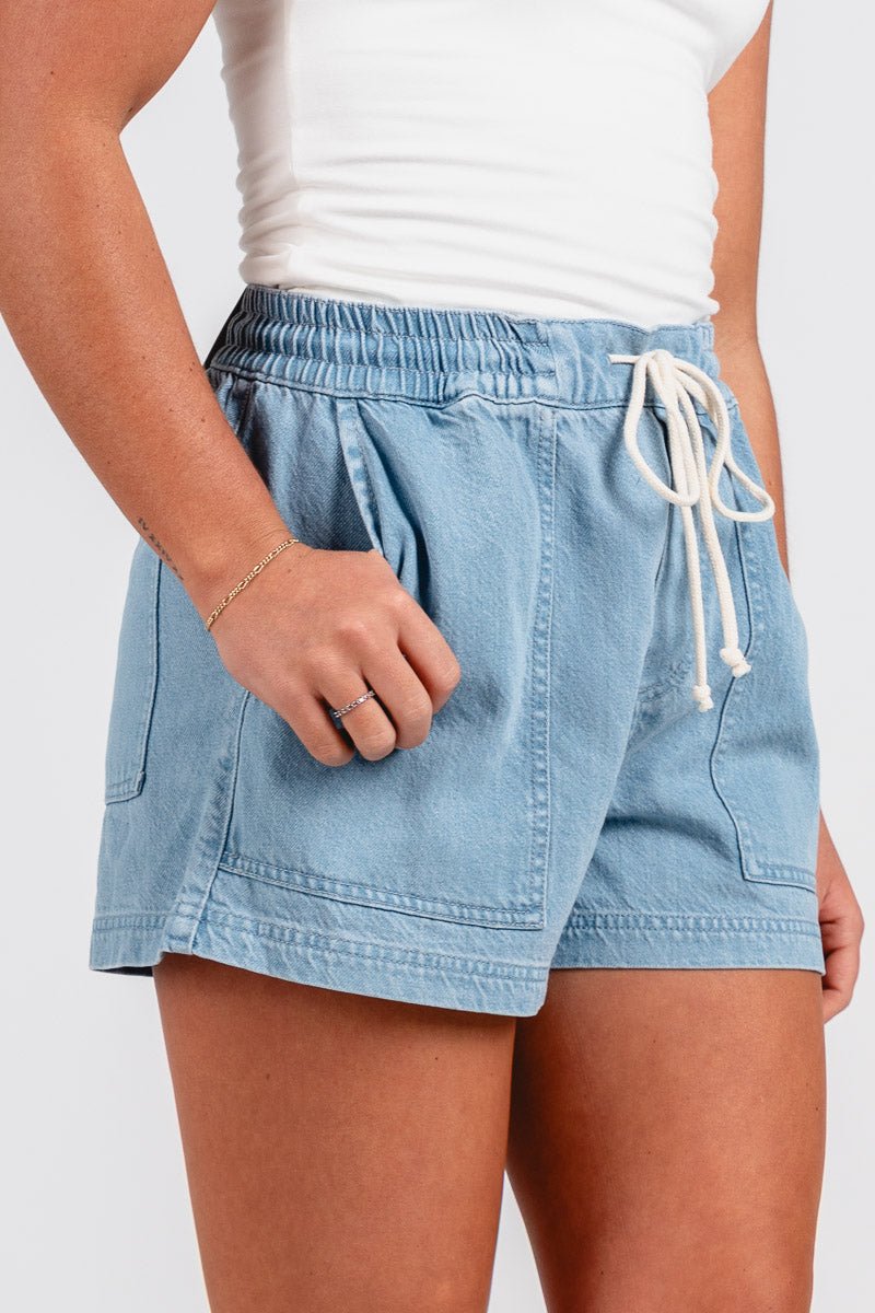 Z Supply Summerland denim shorts indigo - Trendy shorts - Cute Vacation Collection at Lush Fashion Lounge Boutique in Oklahoma City