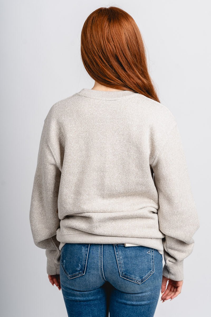 OKC O City bolt nantucket sweatshirt natural - Comfortable Sweatshirt - Boutique Mommy and Me Styles at Lush Fashion Lounge in Oklahoma