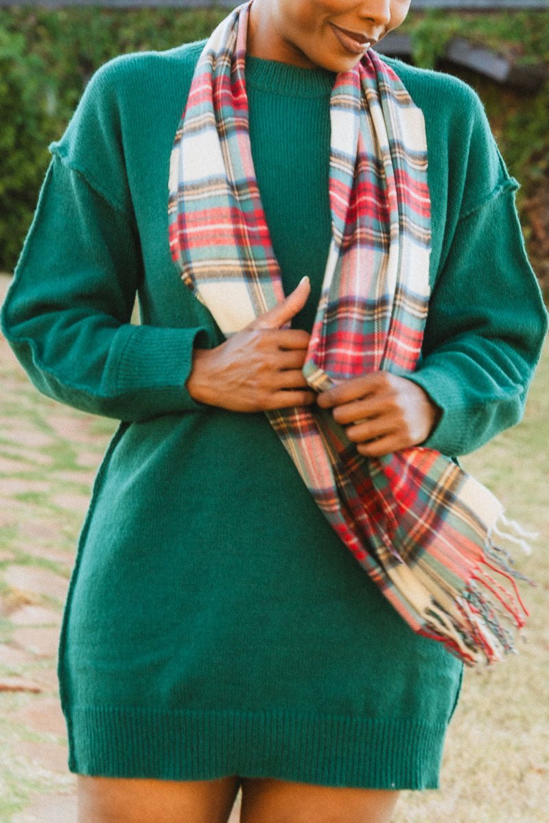 Tartan plaid scarf - Trendy Holiday Apparel at Lush Fashion Lounge Boutique in Oklahoma City