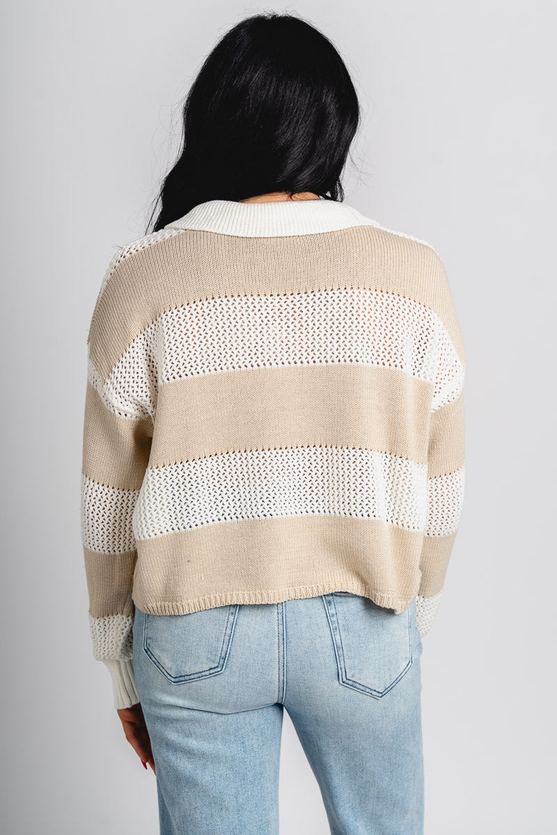 Collared sweater top ivory