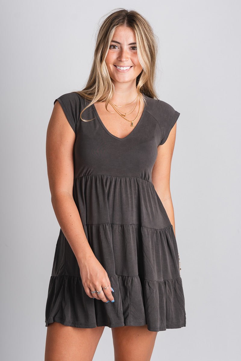 Flutter baby doll dress black - Cute dress - Trendy Dresses at Lush Fashion Lounge Boutique in Oklahoma City