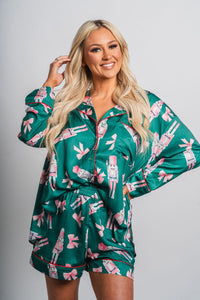 Christmas nutcracker satin top green - Cute top - Fun Cozy Basics at Lush Fashion Lounge Boutique in Oklahoma City