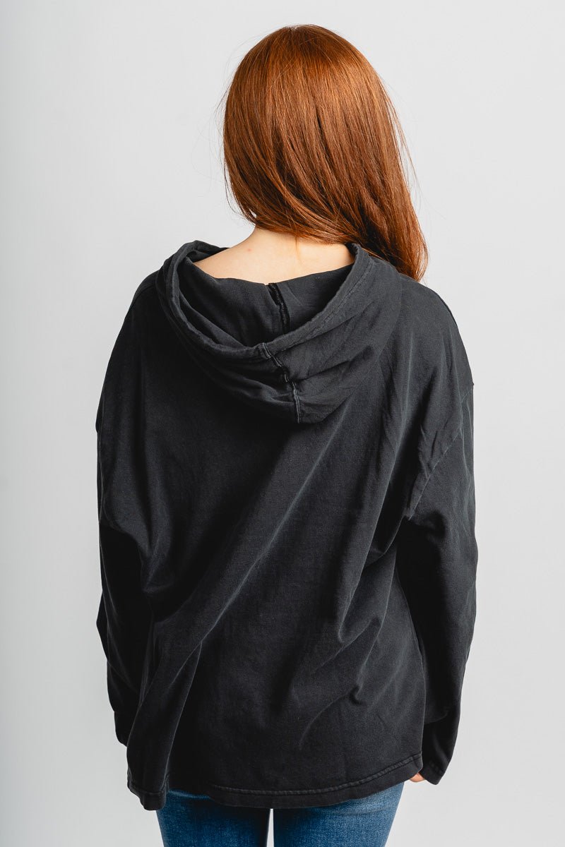 Hooded long sleeve top black