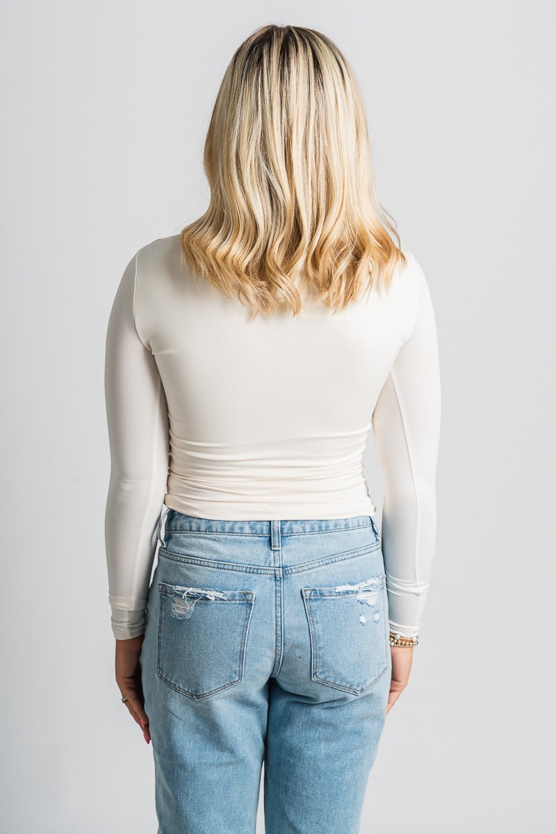 Long sleeve fitted top ivory