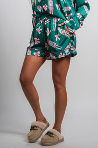 Christmas nutcracker satin shorts green - Cute Shorts - Fun Cozy Basics at Lush Fashion Lounge Boutique in Oklahoma City