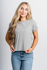 Z Supply modern slub tee heather grey - Z Supply T-shirt - Z Supply Tops, Dresses, Tanks, Tees, Cardigans, Joggers and Loungewear at Lush Fashion Lounge